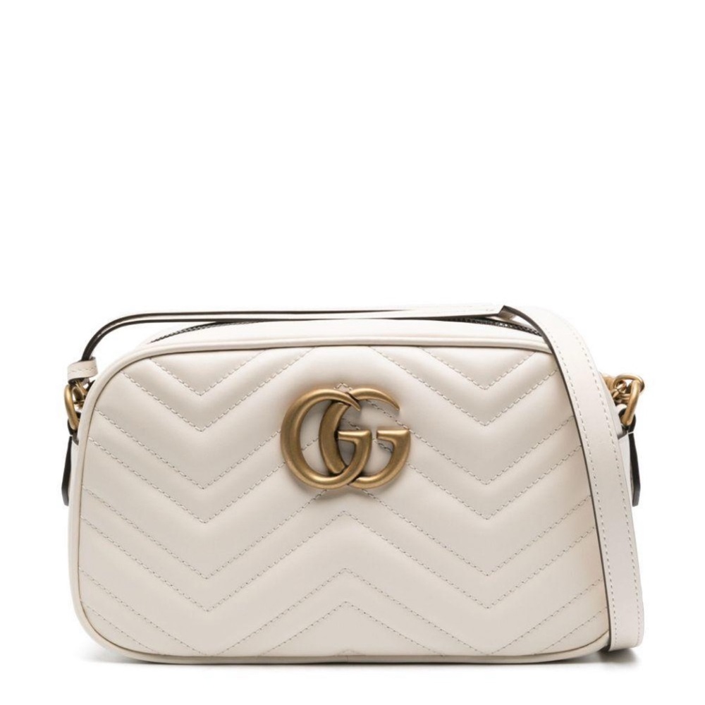 Gucci Marmont Mini Leather Camers Bag White